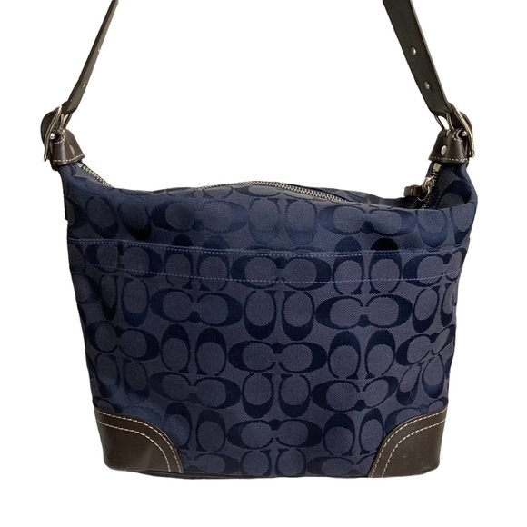 Coach Handbags - Coach blue signature c brown leather bag